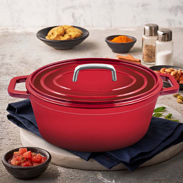 Red 6.5L Round Cast Iron Casserole